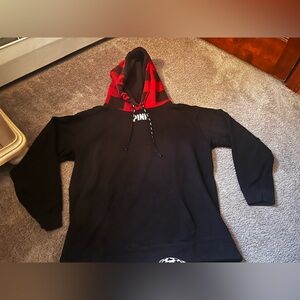 PINK Victoria's Secret Black and Red Sherpa hoodie